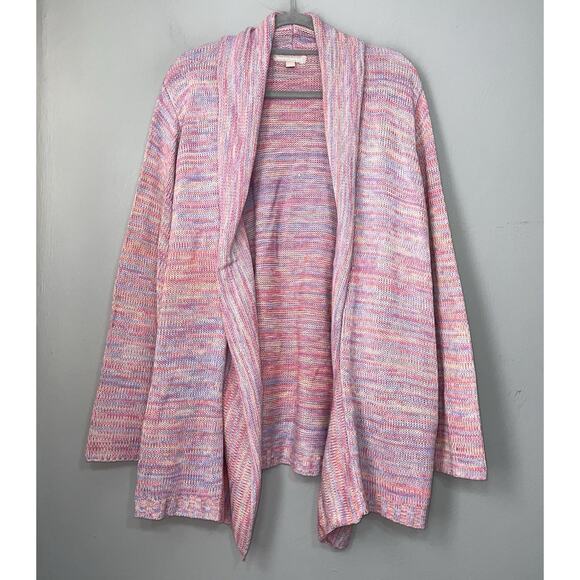 Woman Within Plus Size 1X Marled Pastel Pink Space Dye Drape Cardigan Soft Girl - Picture 1 of 9